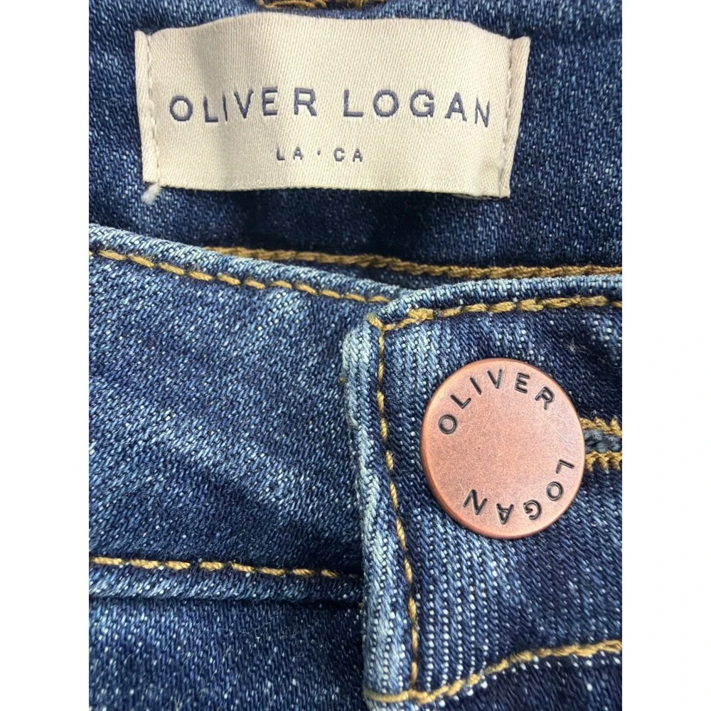 Oliver Logan Aberdeen High Rise Straight Leg‎ Jeans Blue Raw Hem Size 6/28 NEW